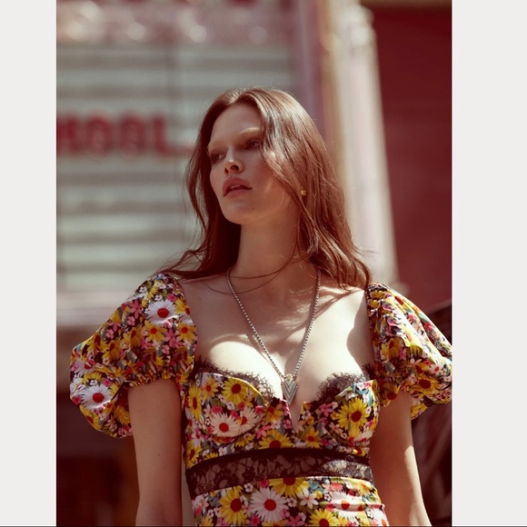 For Love And Lemons Floral Maxi Dress - Yellow and Purple - Picture 3 of 11